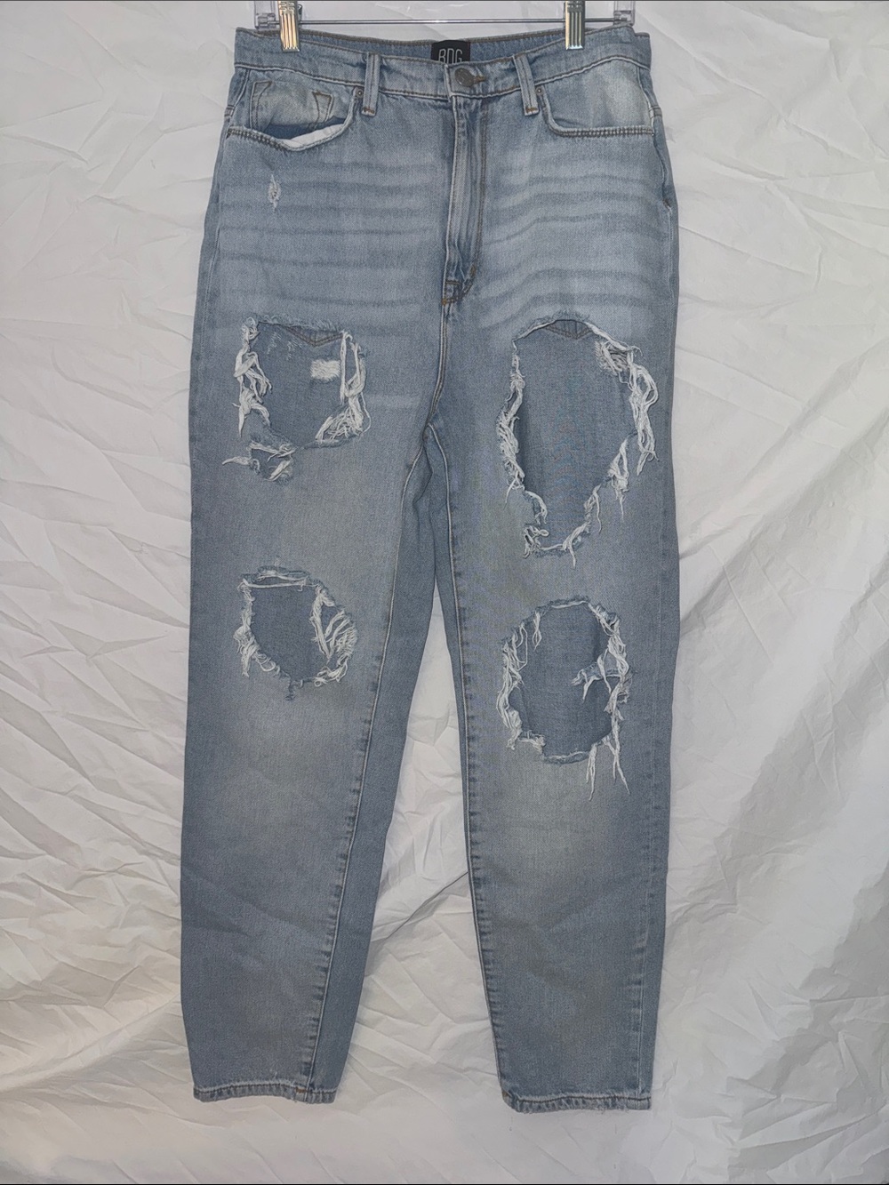BDG Distressed Light Blue High-Rise Mom Denim Jeans